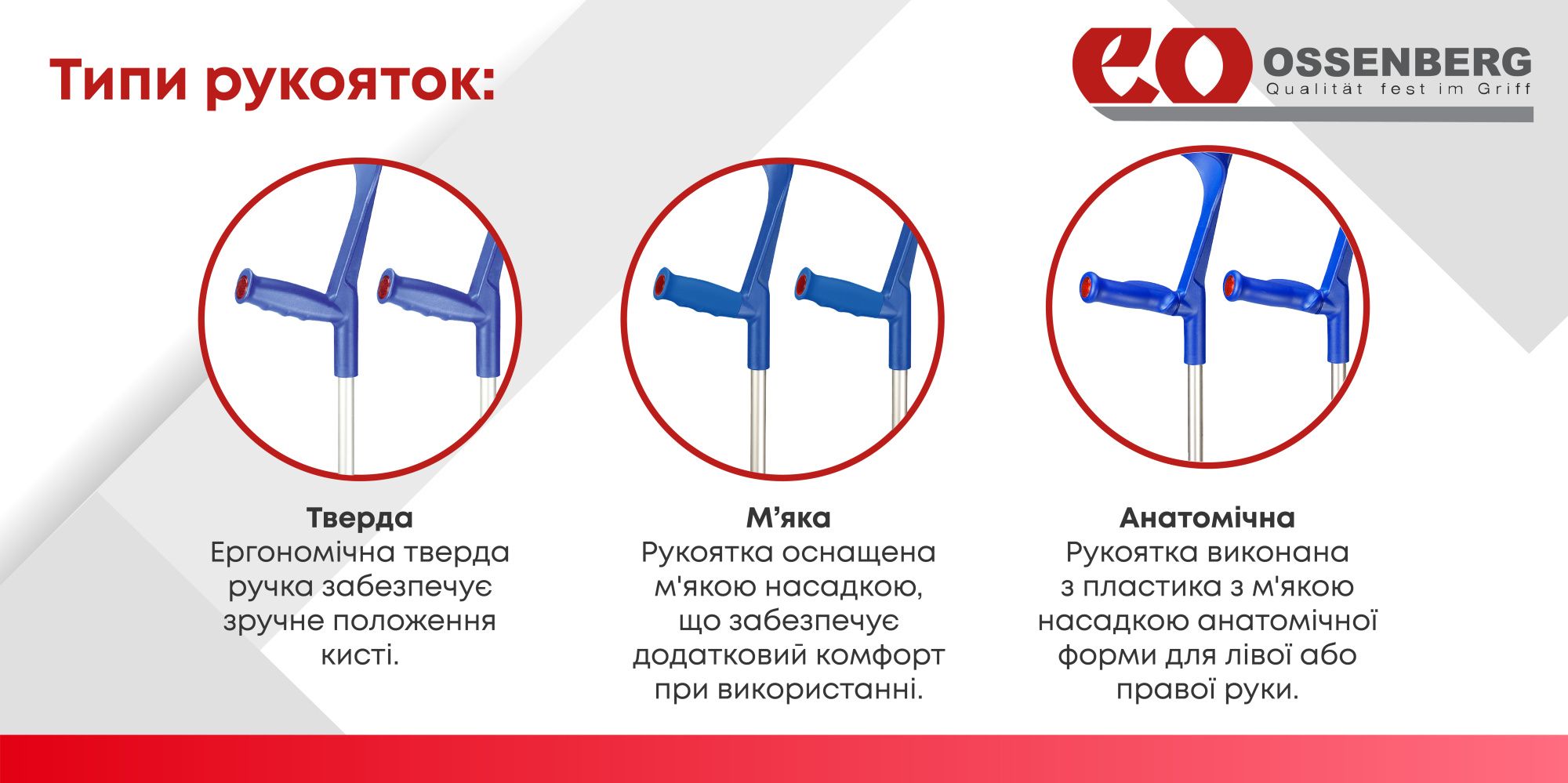Підлокітна милиця Ossenberg Klassiker 230 DSK Extra Strong м'яка рукоятка синій (-114)