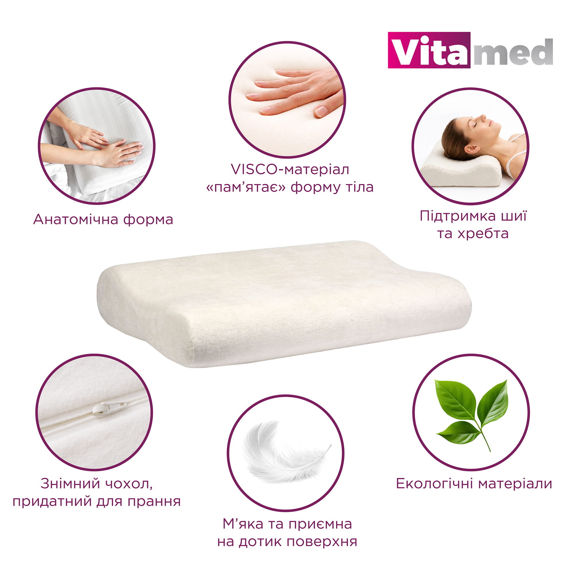 Ортопедична подушка для шиї Vitamed VISCO BA 610 Розмір 1 (BA 610-2765)