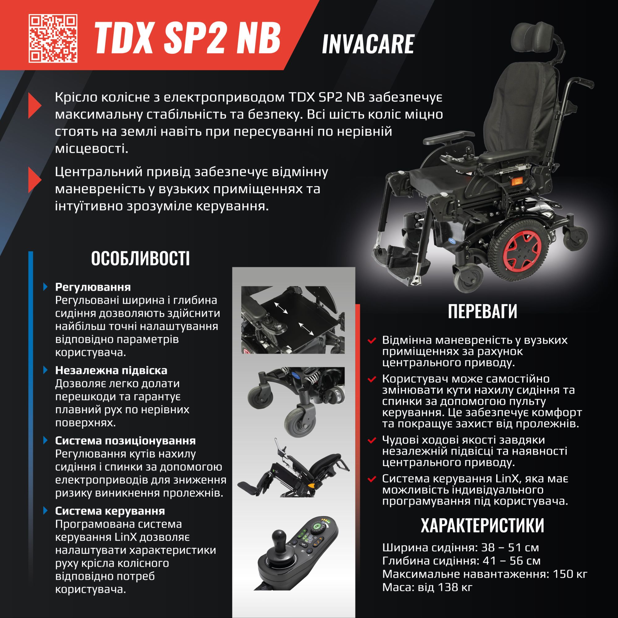 Крісло колісне з електроприводом Invacare TDX SP2 NB (TDX SP 2 NB-2745)